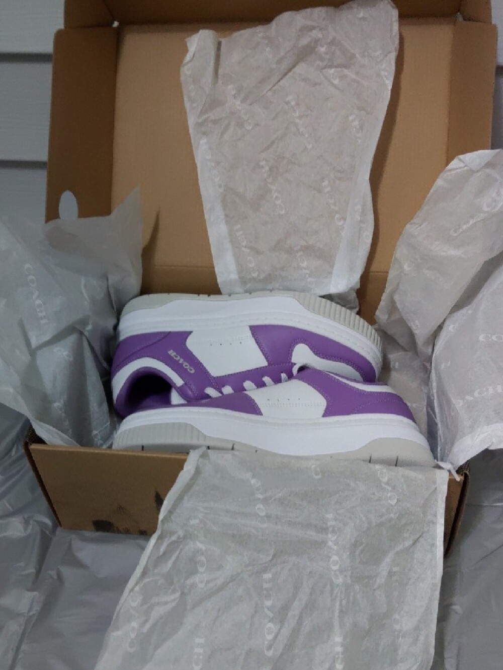 Coach White and Purple Platform Sneakers - Picture 9 of 12